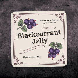 Zwarte-bessenjam-labelsticker in vintage-stijl vierkante sticker