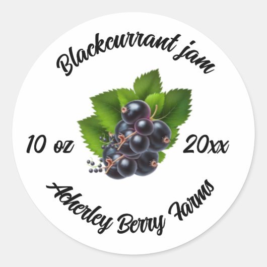 Zwarte bessenjam ronde sticker (Voorkant)