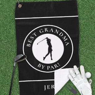 Zwarte Beste Oma Golfer Geborduurd Sport Pro Golfhanddoek