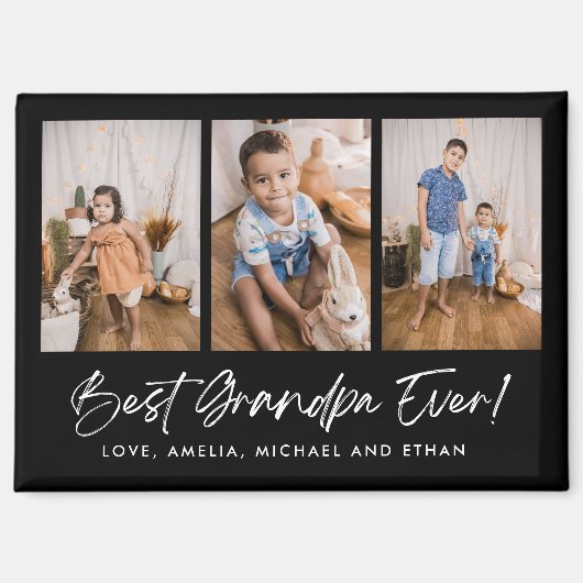 Zwarte Beste Opa Ooit Vier Fotomagneet Magneet (Voorkant)