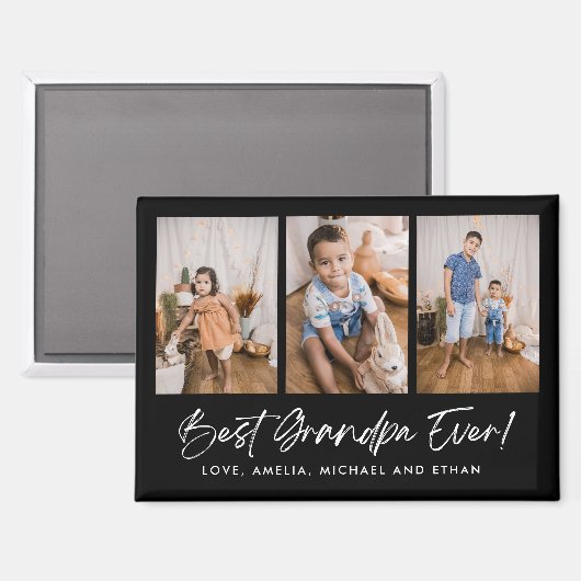Zwarte Beste Opa Ooit Vier Fotomagneet Magneet (Voorkant / Achterkant)