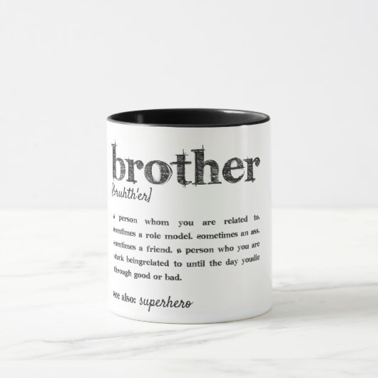 Zwarte beste Quote broersuperheld Funny gift Mok (Midden)