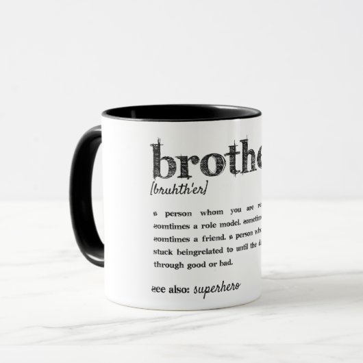 Zwarte beste Quote broersuperheld Funny gift Mok (Voorkant links)