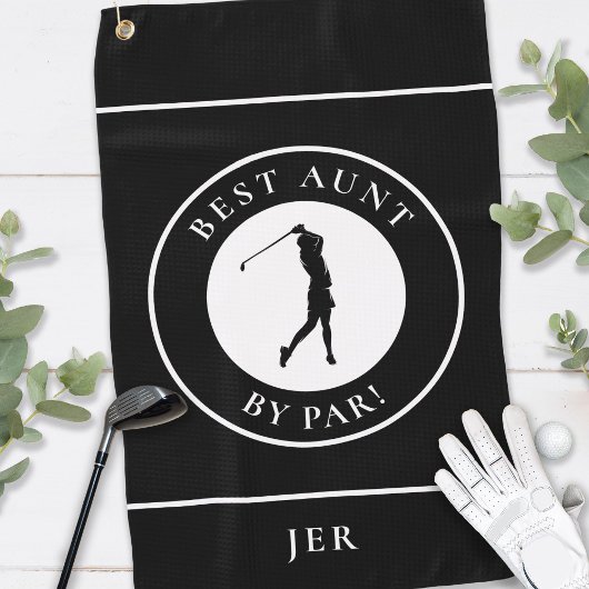 Zwarte Beste tante Golfer Monogram Sports Pro Golfhanddoek