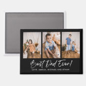 Zwarte beste vader ooit drie foto magneet (Voorkant / Achterkant)