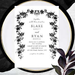 Zwarte betoverende Garland Elegant Wedding Kaart