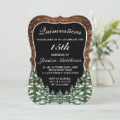 Zwarte beugel besneeuwd bos dennen tiara quinceañe kaart (Staand voorkant)