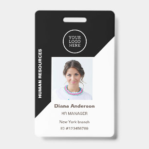 Zwarte beveiligingslogo van bedrijfsfotoidentifica badge