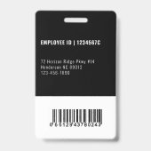 Zwarte Beveiligingspersoneel Foto ID Bar Code Badge (Achterkant)