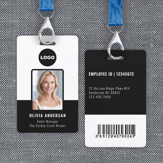 Zwarte Beveiligingspersoneel Foto ID Bar Code Badge