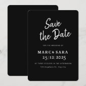 Zwarte Bewaar de Datum Bewerkbaar, Modern Zwarte M Save The Date (Voorkant / Achterkant)