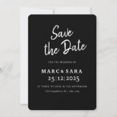 Zwarte Bewaar de Datum Bewerkbaar, Modern Zwarte M Save The Date (Voorkant)