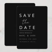 Zwarte Bewaar de Datum Bewerkbaar, Modern Zwarte M Save The Date (Voorkant / Achterkant)