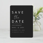 Zwarte Bewaar de Datum Bewerkbaar, Modern Zwarte M Save The Date (Staand voorkant)