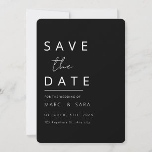 Zwarte Bewaar de Datum Bewerkbaar, Modern Zwarte M Save The Date