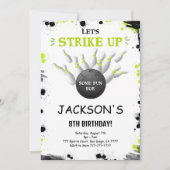 Zwarte Bewerkbare Bowling Uitnodiging (Voorkant)