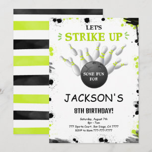 Zwarte Bewerkbare Bowling Uitnodiging