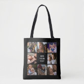 Zwarte bewerkbare fotocollage tote bag (Voorkant)
