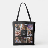 Zwarte bewerkbare fotocollage tote bag (Achterkant)