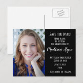 zwarte bewerkingskleur bewerkingsdatum Afstuderen  Aankondigingskaart (Voorkant / Achterkant)