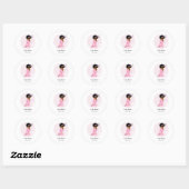 Zwarte biddende babymeisje roze doopstickers ronde sticker (Vel)
