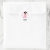 Zwarte biddende babymeisje roze doopstickers ronde sticker (Tas)