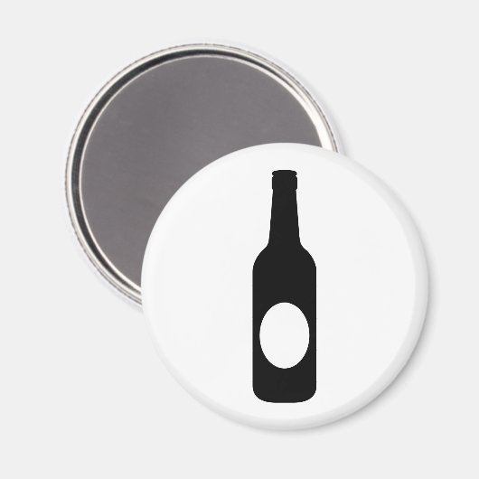 Zwarte bierfles magneet (Voorkant / Achterkant)