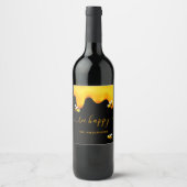 Zwarte bij gelukkige hommels zoete honing monogram wijn etiket (Voorkant)