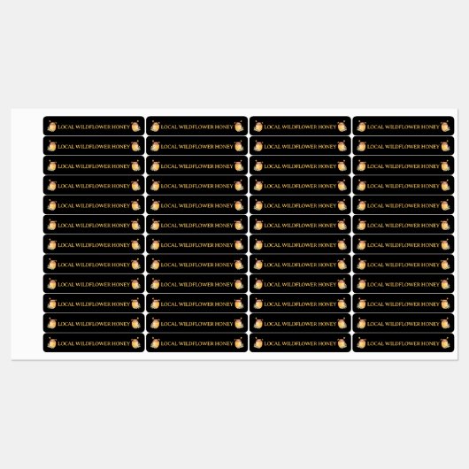 Zwarte Bij Honing Label Metaalachtig Goud Tekst (Vel)