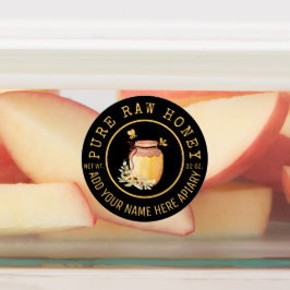 Zwarte Bij Honing Label Metaalachtig Goud Tekst