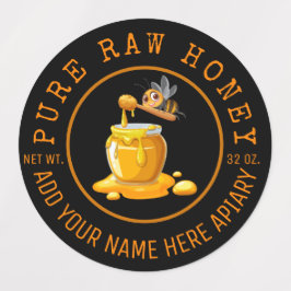 Zwarte Bij Honing Label Metaalachtig Goud Tekst