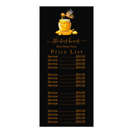 Zwarte Bij Honing Label Metaalachtig Goud Tekst Reclamekaart