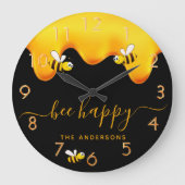 Zwarte bij vrolijke bijen zoete honing grote klok (Voorkant)