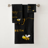 Zwarte bijen blij met hommels zoete honing-monogra bad handdoek (Insitu)