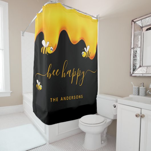 Zwarte bijen blij met hommels zoete honing-monogra douchegordijn (In situ)