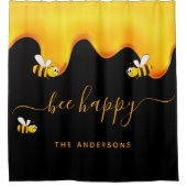 Zwarte bijen blij met hommels zoete honing-monogra douchegordijn (Voorkant)