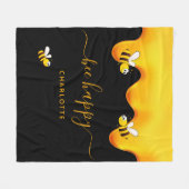 Zwarte bijen blij met hommels zoete honing-monogra fleece deken (Voorkant (Horizontaal))