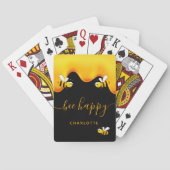 Zwarte bijen blij met hommels zoete honing-monogra pokerkaarten (Achterkant)