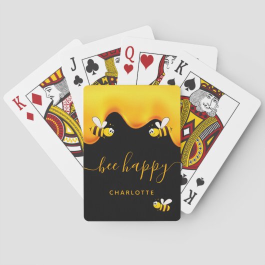 Zwarte bijen blij met hommels zoete honing-monogra pokerkaarten (Achterkant)