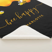 Zwarte bijen blij met hommels zoete honing-monogra sherpa deken (3/4)