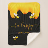 Zwarte bijen blij met hommels zoete honing-monogra sherpa deken (Voorkant)