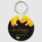 Zwarte bijen blij met hommels zoete honing-monogra sleutelhanger (Voorkant)