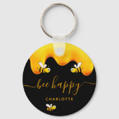 Zwarte bijen blij met hommels zoete honing-monogra sleutelhanger (Achterkant)