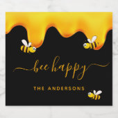 Zwarte bijen blij met hommels zoete honing-monogra sparkling wijnetiket (Enkel label)