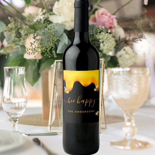 Zwarte bijen blij met hommels zoete honing-monogra sparkling wijnetiket