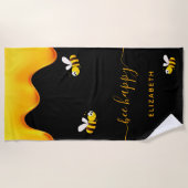 Zwarte bijen blij met hommels zoete honing-monogra strandlaken (Voorkant)