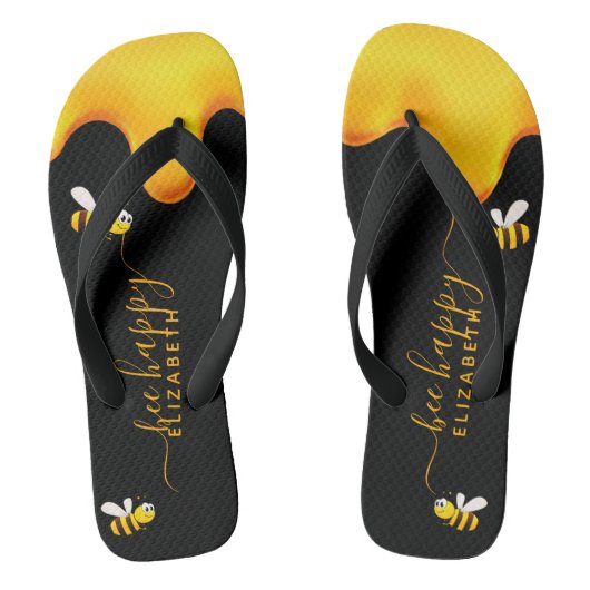 Zwarte bijen blij met hommels zoete honing-monogra teenslippers (Voetbed)