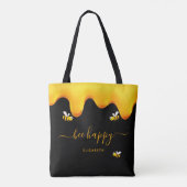 Zwarte bijen blij met hommels zoete honing-monogra tote bag (Achterkant)