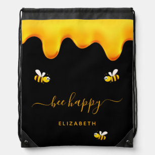Zwarte bijen blij met hommels zoete honing-monogra trekkoord rugzakje