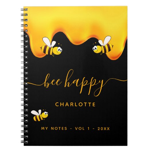 Zwarte bijen blij met hommels zoete honingmaaltijd notitieboek (Voorkant)